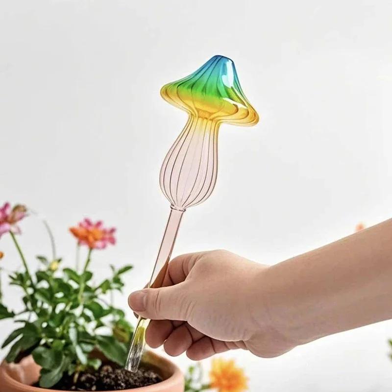 Glass Colored Mushroom Watering Plant Automatic Watering Device Flower Plant Water Dripper Infiltration Water Droplet Irrigation