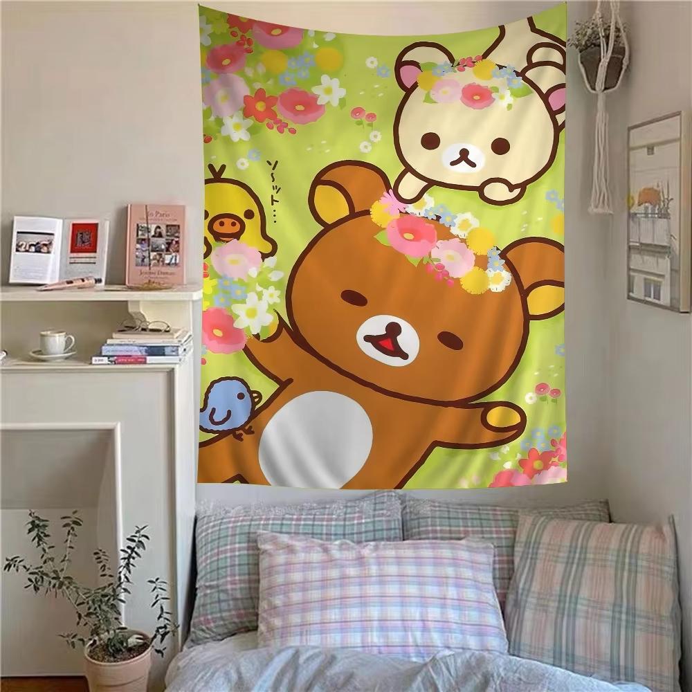 Cute Cartoon Rilakkuma Colored Parrot Printed Wall Tapestry  Multiuse Decor Blanket for Science Fiction Room Home Decor
