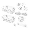 Bathroom Wall Shelf with Open Base, Adhesive Shower Storage Rack for Mounting of Bottles, Soap and Daily Use Items near Sink Side Storage