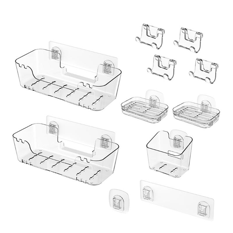 Bathroom Wall Shelf with Open Base, Adhesive Shower Storage Rack for Mounting of Bottles, Soap and Daily Use Items near Sink Side Storage