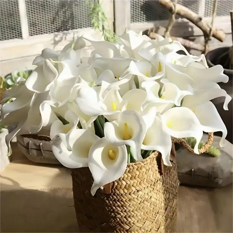 PU Calla Lily Simulation Flower Home Decor Artificial Floral Set for Wedding Bouquet DIY Artistic Home Decor