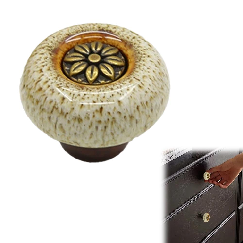 Pastoral Ceramic Pumpkin Cabinet Handle Painted Classical Handle Chest of Drawers Wardrobe Door Single Hole Handle
