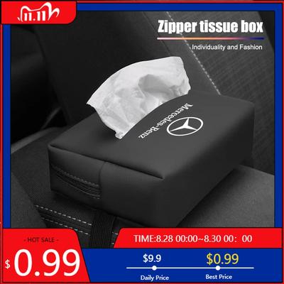 GLC GLB Soft Leather Car Tissue Box Hanging Toilet Paper Bag For Mercedes Benz AMG W177 W176 X166 X167 C257 C218 X253 C118 C117
