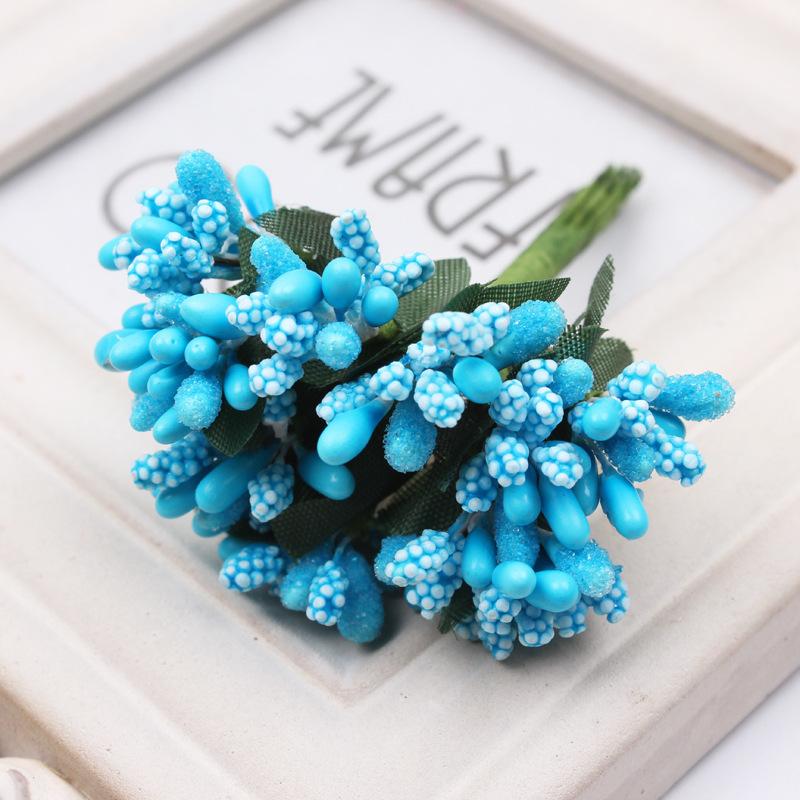 

144pc/lot Artificial Flower Small Berries Stamen Wire Stem/Marriage Leaves DIY Wreath Wedding Scrapbooking Box Decoration Craft небо синє кольору