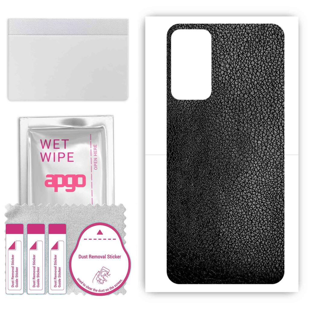apgo Protective Skin Sticker for the Back Compatible with Samsung Galaxy M23, Wrap Film, Foil, Vinyl - Pattern Black Leather
