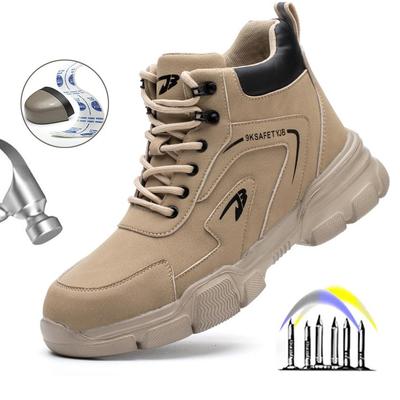 Stivali antinfortunistici alti da uomo e da donna Scarpe da lavoro in pelle Stivali protettivi da lavoro anti-sfondamento e anti-perforazione