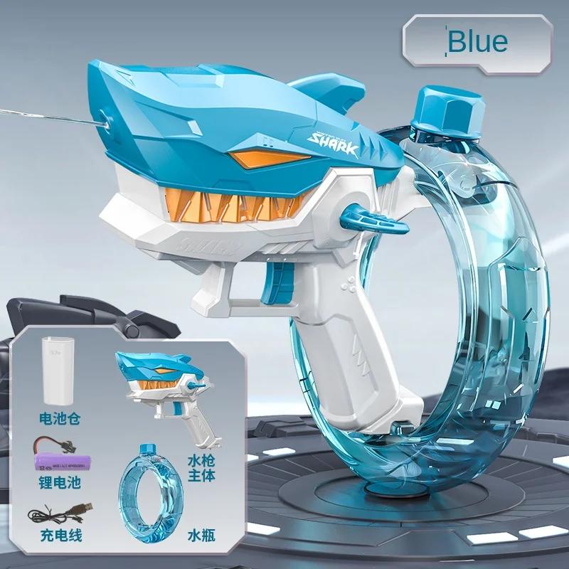 Non-Toxic Summer Water Gaming Toy Fully Automatic Continuous Fire Watergun Shark Electric Water Gun Large Capacity Water Spray Gun