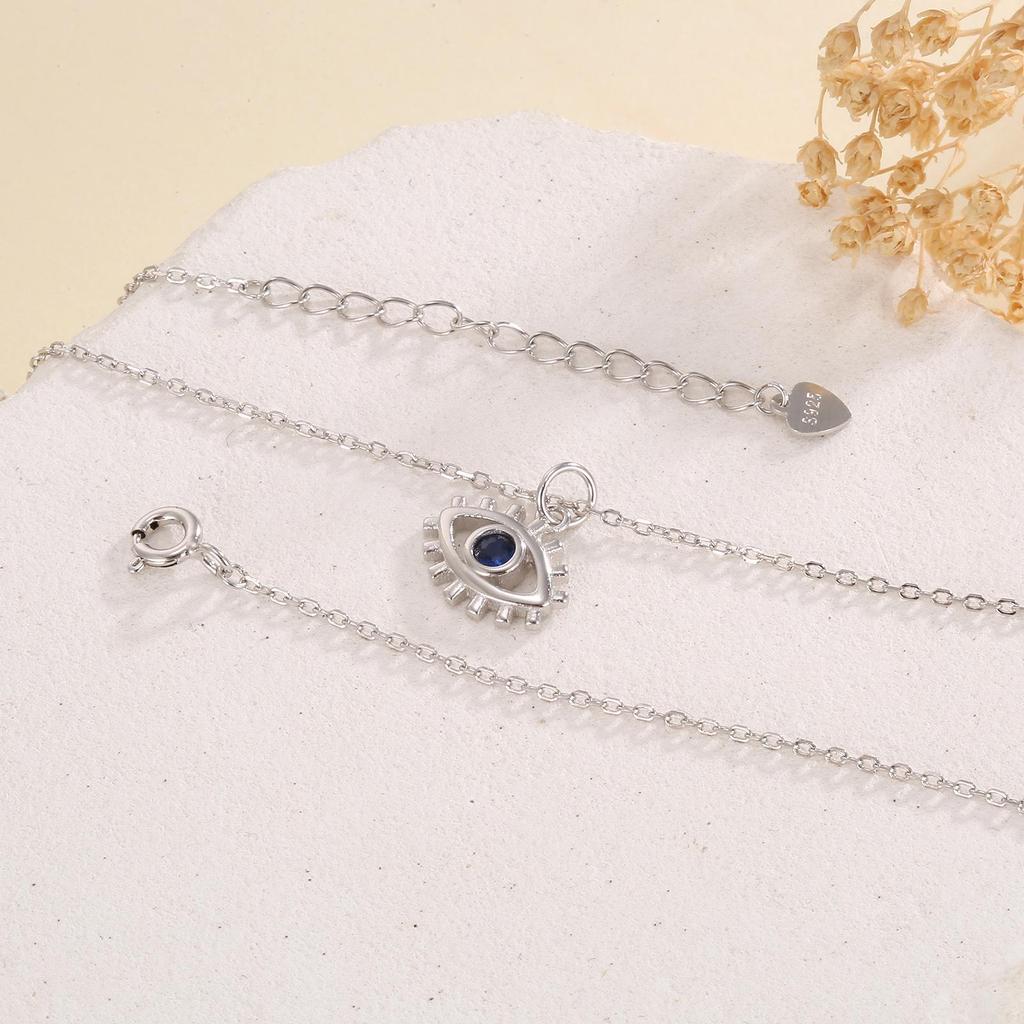 Beixi Silver Devil's Eye Cartoon Necklace - S925 Sterling Silver, Fashionable, Simple, Women's Jewelry