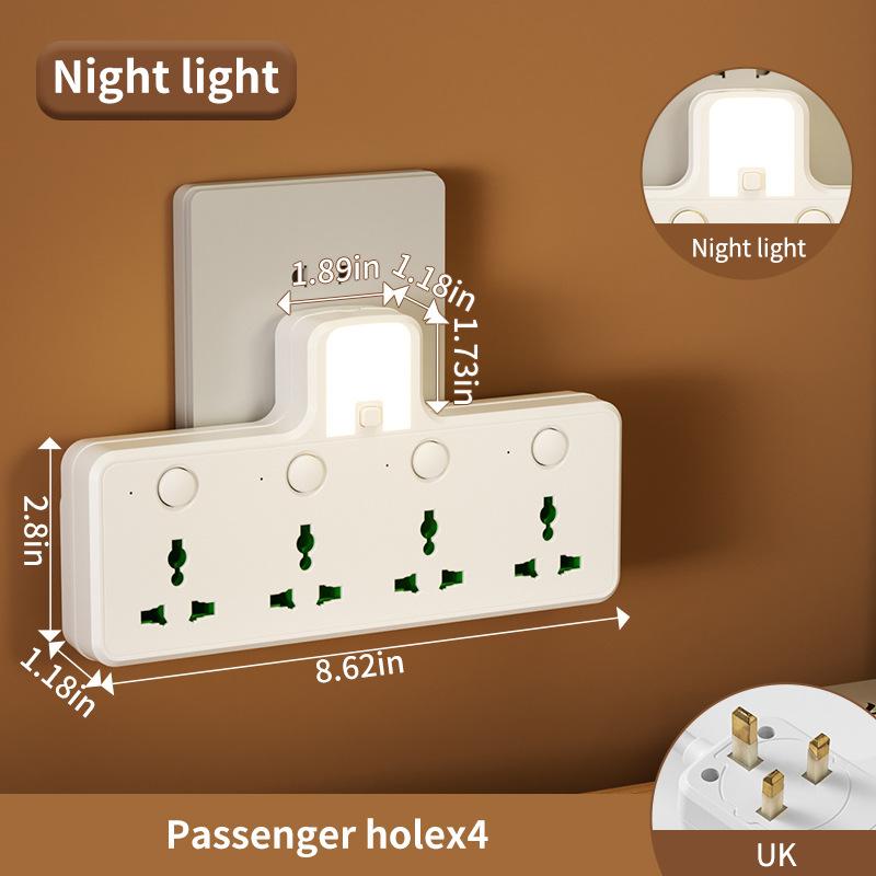 British Standard Hong Kong Malaysia Singapore One to One Multi hole Universal Port with Night Light USB Travel Socket Converter