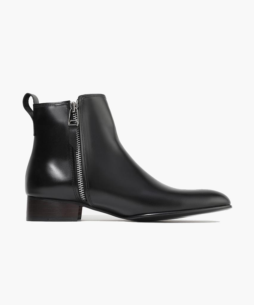 Firenze Atelier Elastic Zipper Mix Chelsea Boots 3337 [Black Fg]