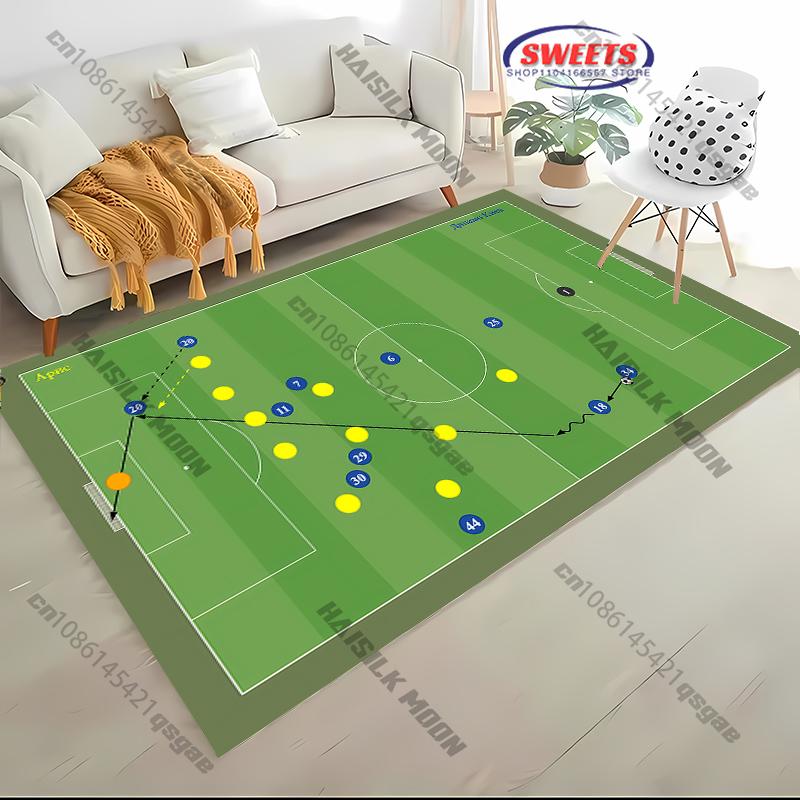 

3D Football Tactics Theme Football Field Pattern Carpet Rug for Living Room Bedroom, Office Areas, Durable Machine Washable Mat 40x60cm (16x24in)