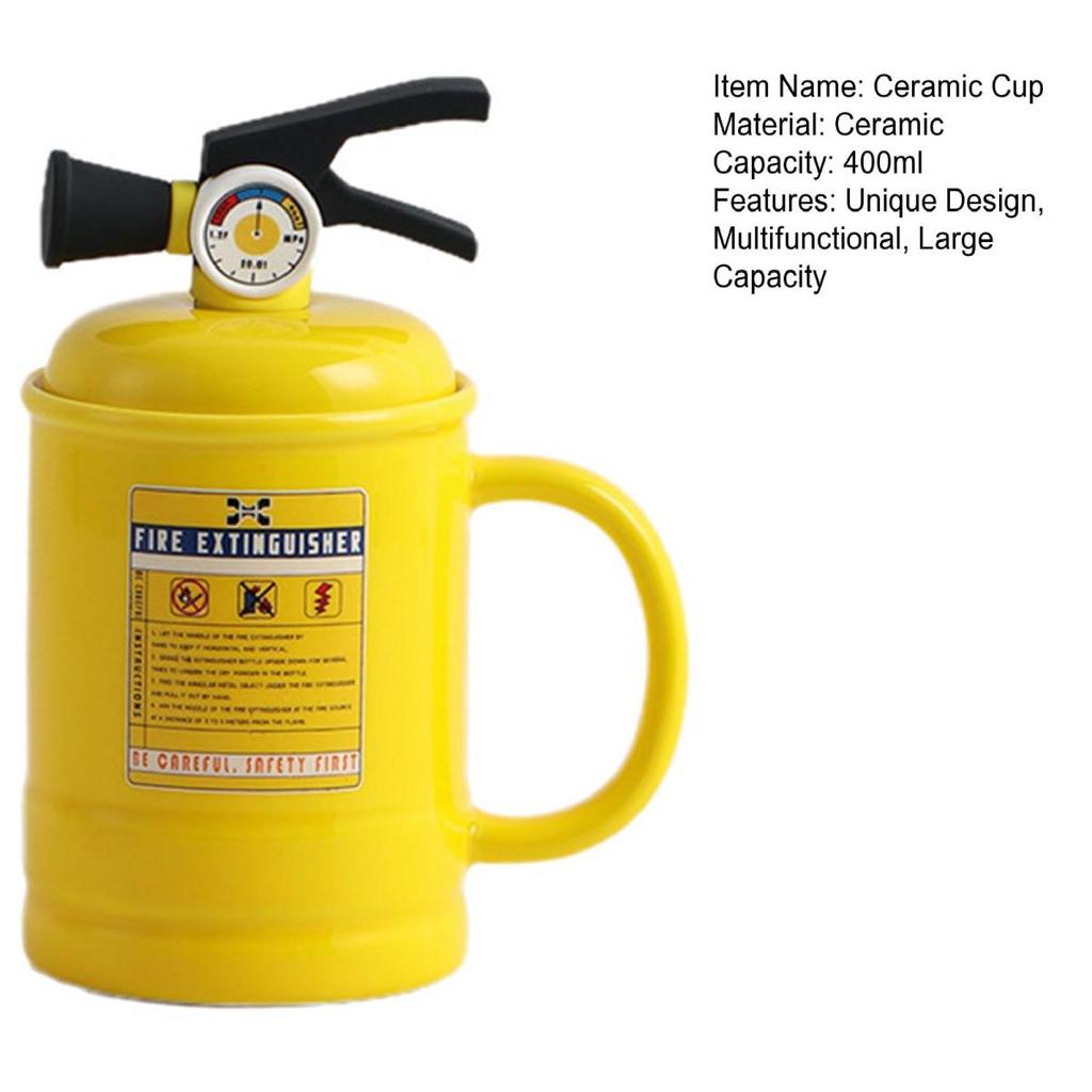 Kávové šálky Keramická šálka na čaj Hrnček v tvare hasiaceho prístroja s viečkom lyžičkou 400 ml Na horúce studené nápoje Mlieko Džús Nápojový hrnček Kancelária Dom Cestovanie Darčeky