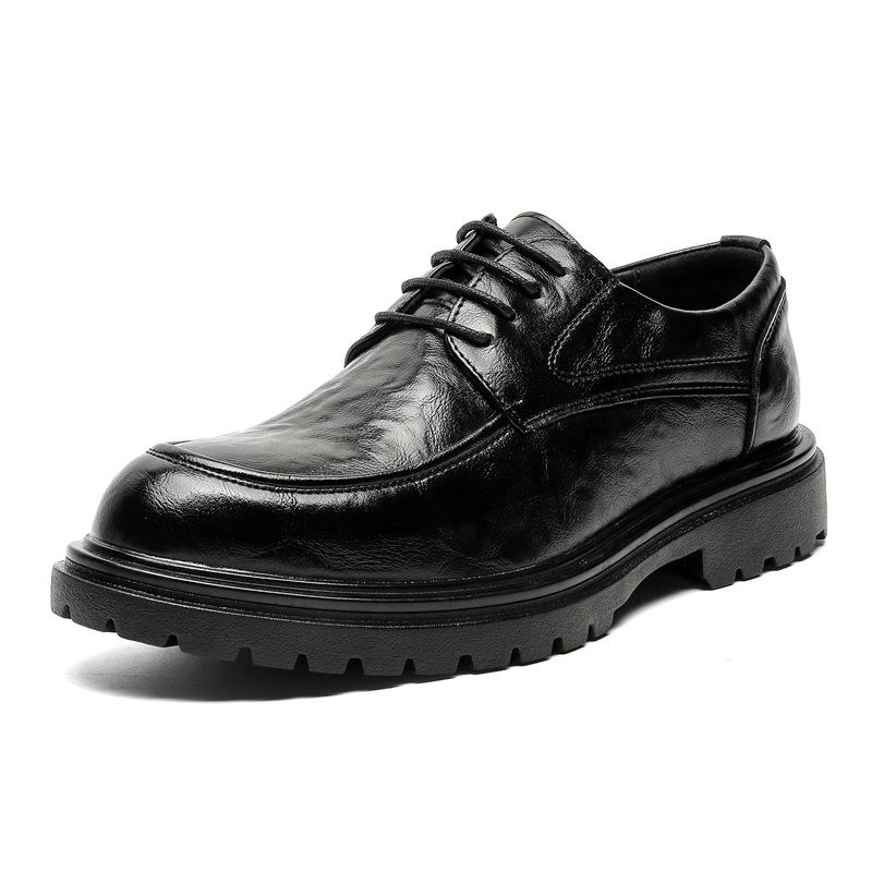 

Мужские кожаные туфли с мягкой подошвой, повседневные, дышащие, с круглым носком, износостойкие, деловые туфли 38 чёрный
