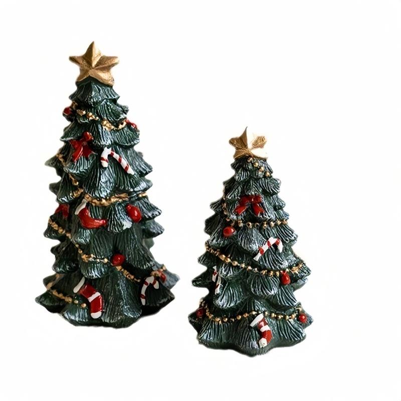1PC Christmas resin mini Christmas tree decorations, desktop holiday decorations, used for holiday party supplies