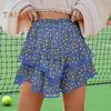 Women Cake Skirt High Waisted Double-Layered Ruffle Bohemian Mini Skirt with Elastic Waistband Lace Hem Skirt