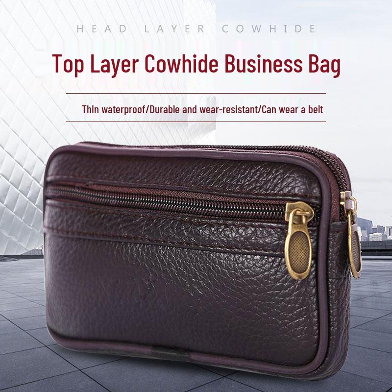 

Мужская поясная сумка для телефона из коровьей кожи