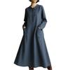 Women's -color Mid-length Loose-fitting Dress With Large Pockets And Casual
