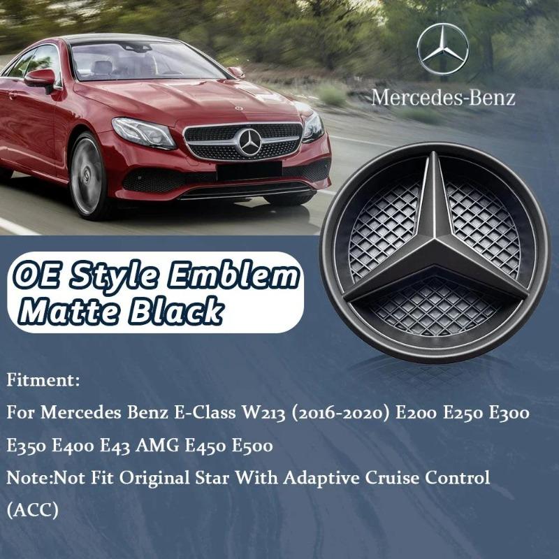 

Black Border 3D Mirror Emblem For Mercedes Benz E-Class W213 2016-2020 Silver Car Front Grilled Star Emblem Logo Car Accessories