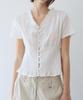 Yulago Smocked Frill Blouse_Ivory