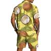 Men's Casual Printed Lightweight Breathable Shirt and Drawstring Shorts Set