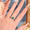 Fashion Light Luxury Temperament Red Corundum Ring Retro With Cotton Emerald Daily Simple High Carbon Diamond Women'S Ring