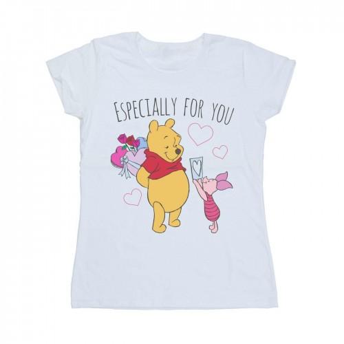 

Disney Womens/Ladies Winnie The Pooh Piglet Valentines Gift Cotton T-Shirt білий