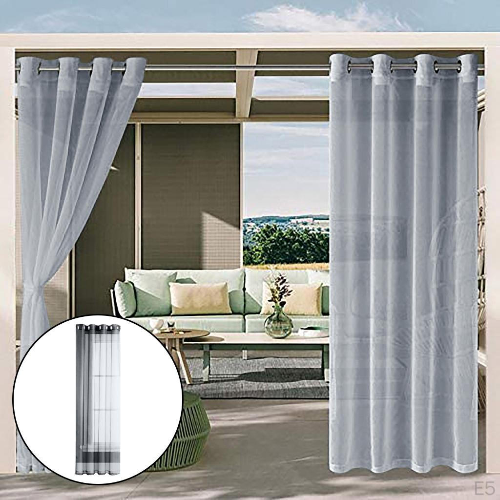 Curtain Panels Elegant Eyelet Grommet Porch Drape Corridor Privacy Voile Sun Room Proof