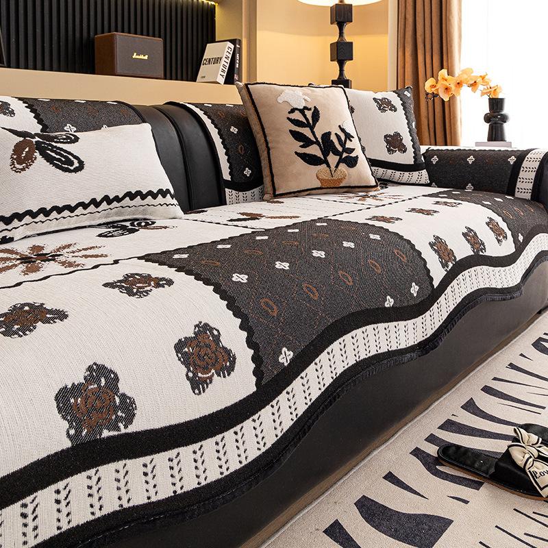 Irregular special-shaped sofa cushion 2025 four seasons new fixed non-slip cover cloth towel Chenier anti-cat scratch seat cushion