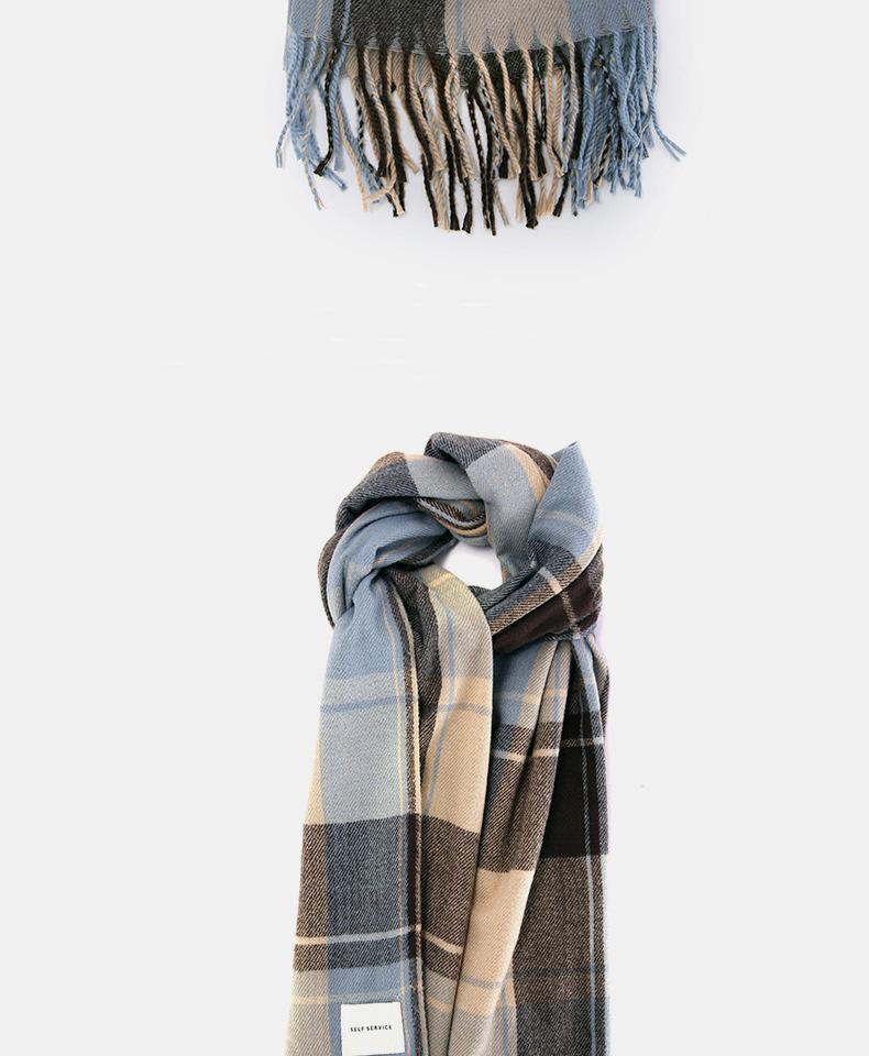 Korean Style Plaid Scarf: Thick, Warm, Imitation Cashmere for Men & Women