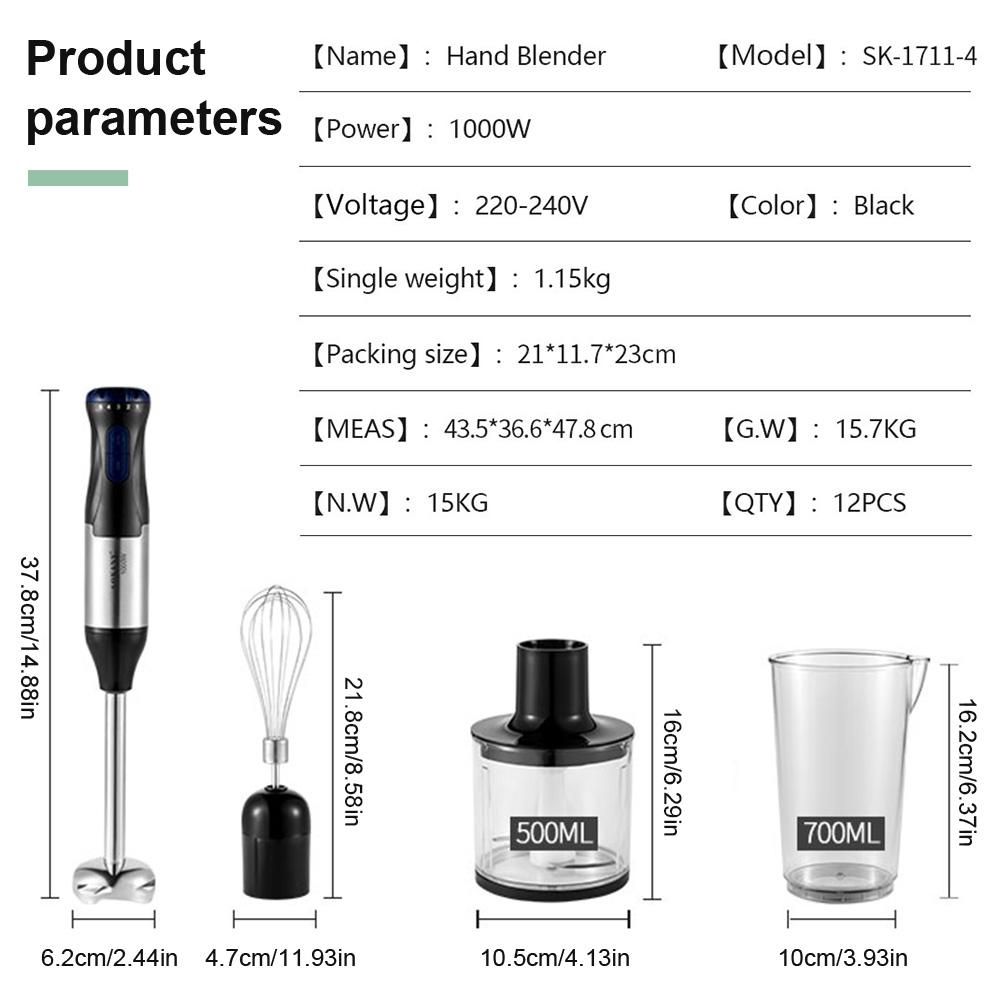 4-in-1 Handheld Electric Food Mixer Small Hand Blender Cordless Small Food Chopper Rechargeable for Lattes Cappuccino Matcha Egg