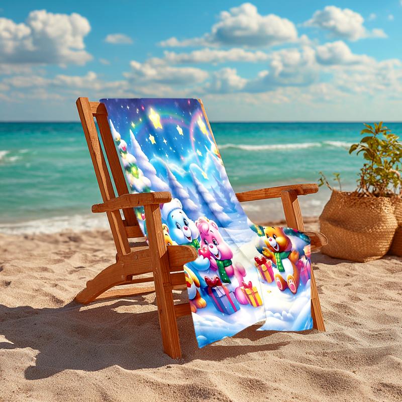 1Pc Christmas Bears Presents Beach Towel, Quick Dry, Multi-Use for Beach Pool Gym Yoga Home Travel, Christmas, Halloween, Xmas Gift S147