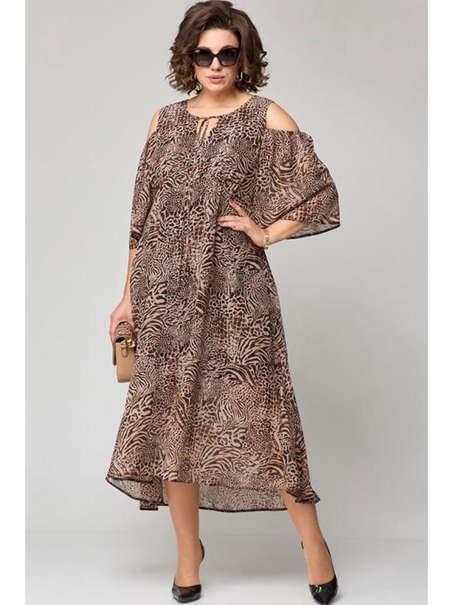 

2025 Summer Leopard Print Casual Round Neck Dress for Women Large цветной печати леопарда