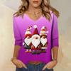 3/4 Sleeve Shirts For Women Print Christmas Tees Blouses Casual Plus Size Basic Tops Pullover