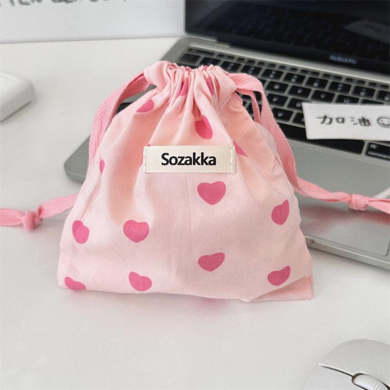 

ins Powder Heart Summer Tote Versatile Shoulder Bag Commuter College Student Class Bag Underarm Canvas Bag