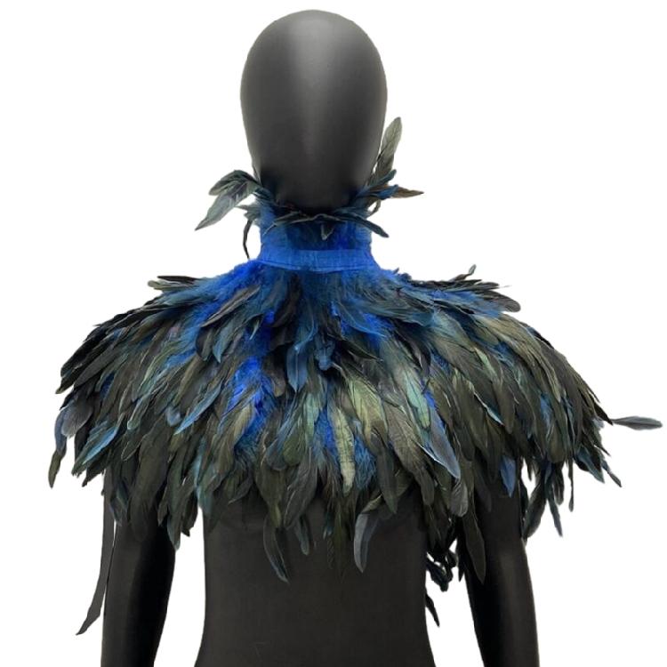 Mantello con Piume a Tema per Feste di Donne, Abito per Festival Musicali, Sciarpa da Travestimento, Mantello Cosplay