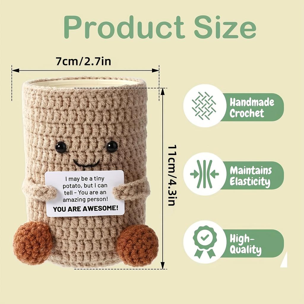 1ks Kreativní Pozitivní Držák na tužky Háčkovaný Roztomilý Držák na tužky Nádoba na štětce na make-up Ručně vyrobený Stolní Organizér Kancelář Domácí Dekorace