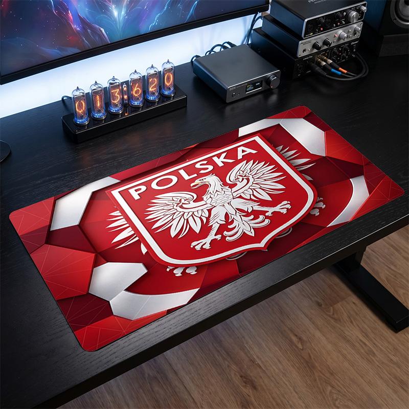 Poland Football Crest Mouse Pad, Extended Non Slip Rubber Desk Mat for Gaming Office Laptop Fan Gift