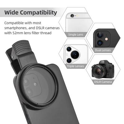 Hett 52 mm Telefonkameraobjektiv Förbättra färgmättnad och kontrast Professionell för de flesta smartphones Polariserat Telefonkameraobjektiv