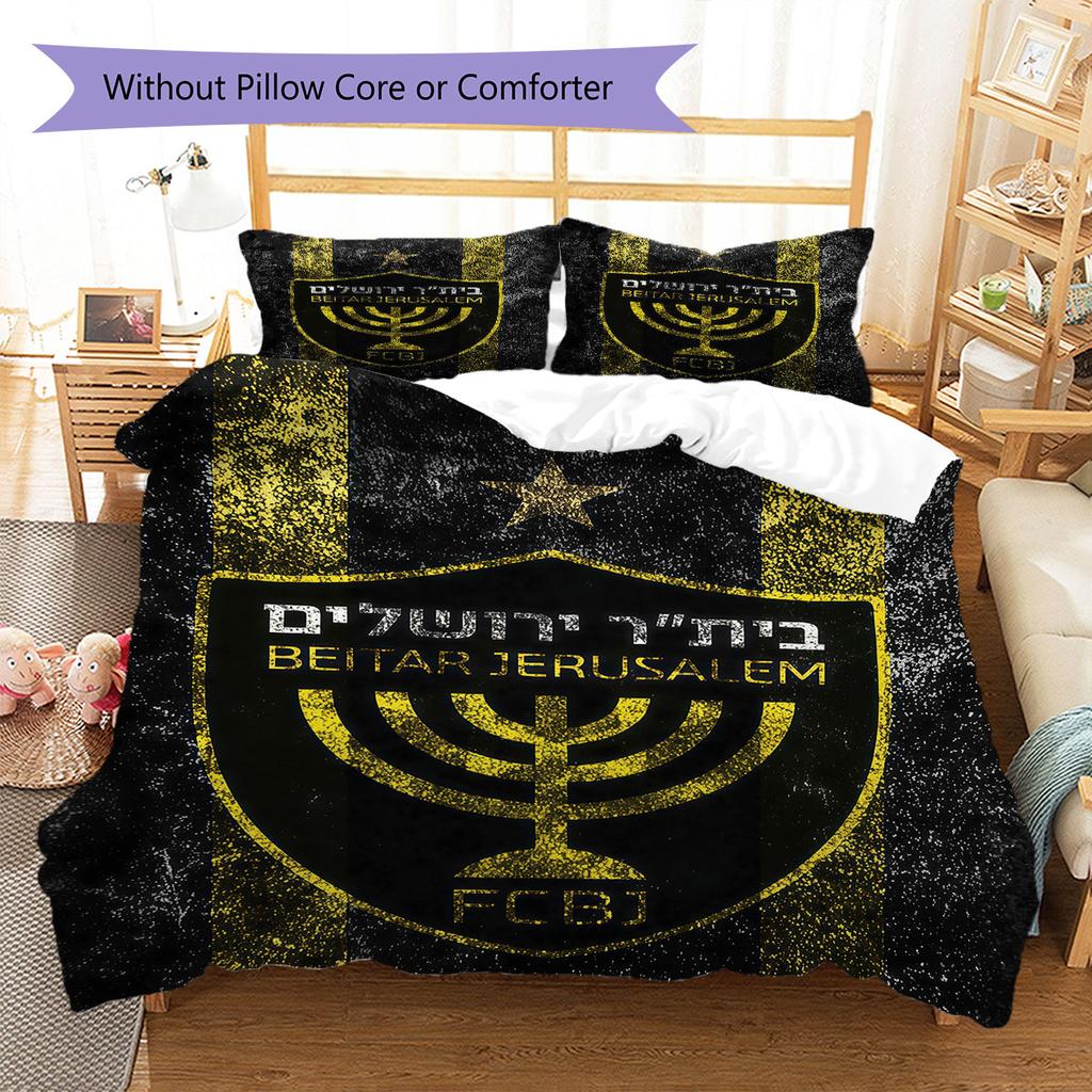Beitar Jerusalem Pattern Bedding,Quilt Set Quilt Cover Pillowcase Home Birthday Gift(1 * Duvet Cover + 2 * Pillowcase, Without Core)