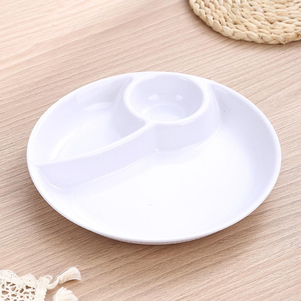 2pcs Household Round Food Plate Microwavable Thickened Divided Dinner Plate Plastic Fruit Serving Tray Salad