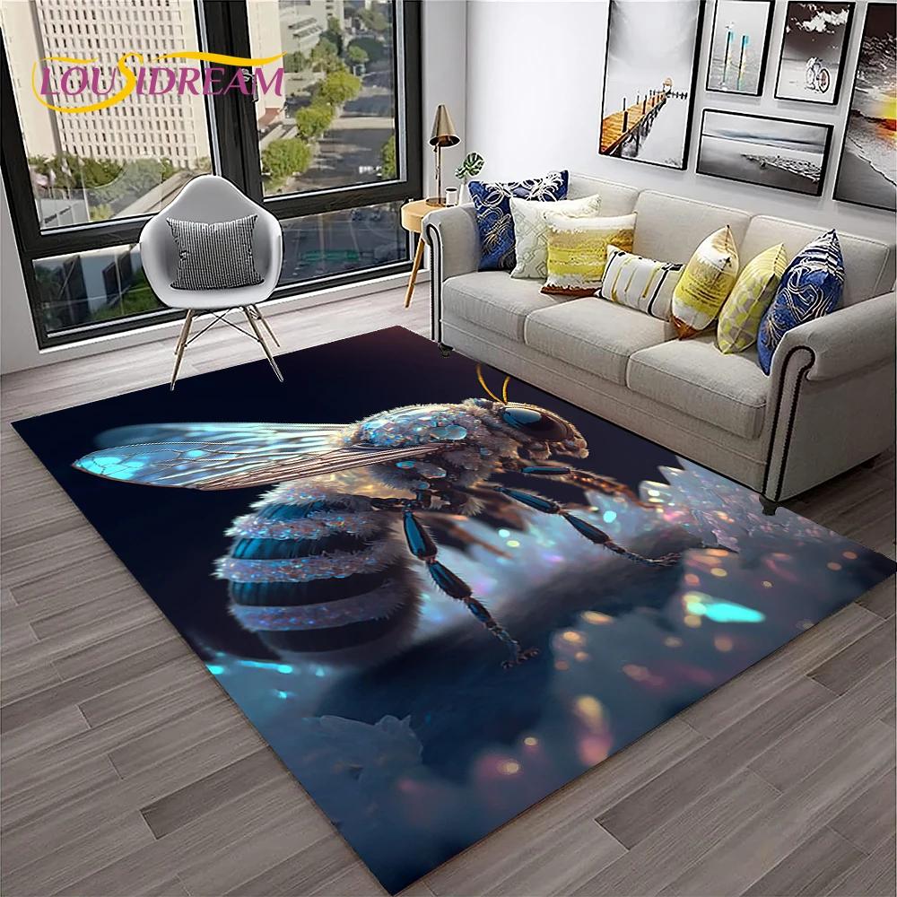 Insect 3D Cartoon Bee Cute HoneyBee Carpet Rug for Home Living Room Bedroom Sofa Doormat Decor,kids Area Rug Non-slip Floor Mat