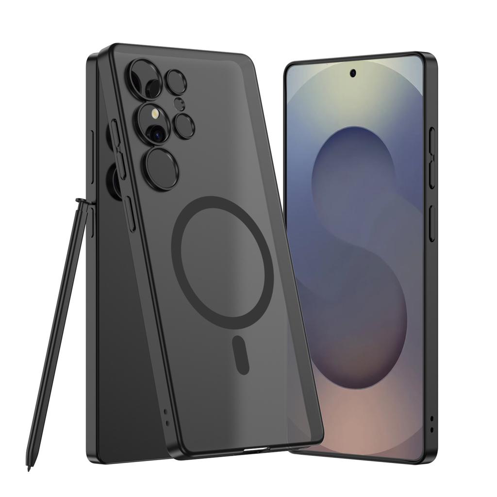 Samsung S25 Ultra Mobile Phone Case Pc Ultra thin Skin Feeling Semi transparent Simple Magnetic Absorption Wireless Charging Ring Protection Case