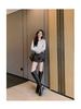 Women's Chunky Heel Over-the-Knee Slouchy Boots with Buckle and Fold-Down Collar
