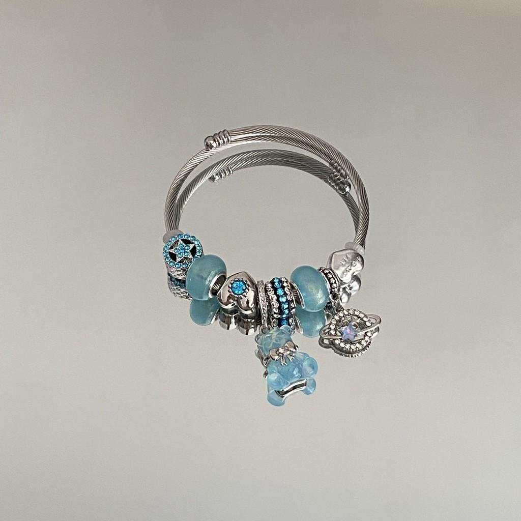 Bear Charm Bracelet With Electroplated Finish For Fashionable Women