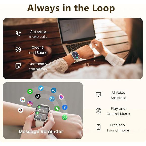 Smart Watch for Android & iPhone [46mm], Answer/Make Call, Sleep & Stress Tracking, 120+ Sports Modes, GPS Activity Tracker, Water Resistant