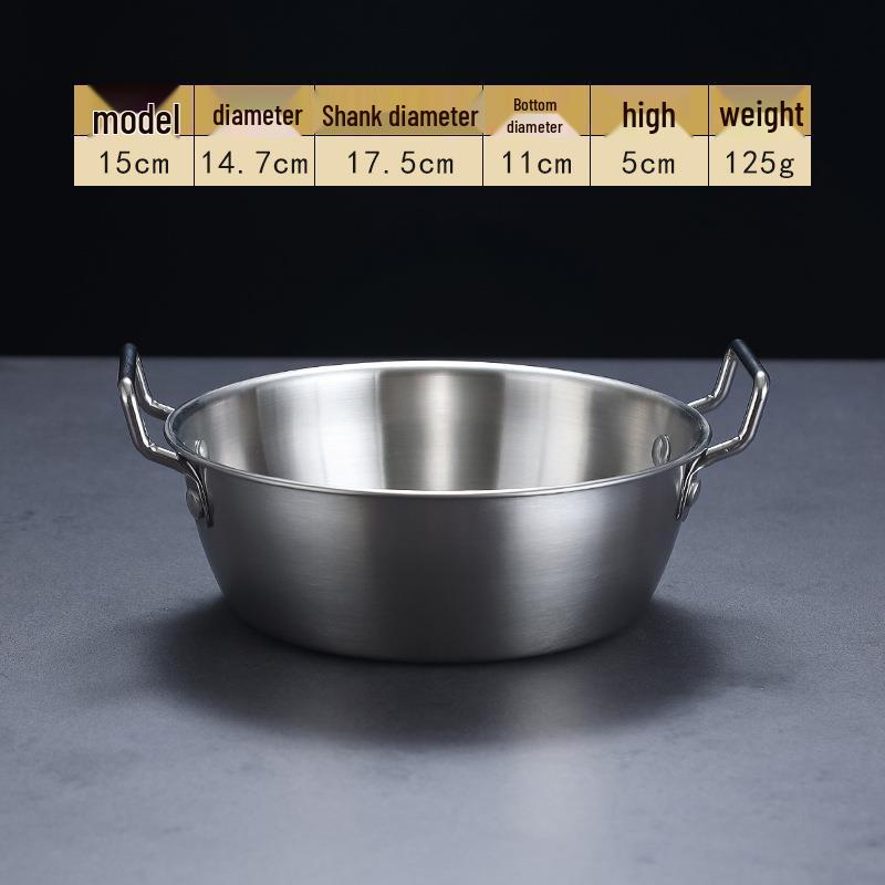 Korean Style Stainless Steel Snack Bowl with Handles - Versatile for Rice, Salad, Hot Pot, Sauces, French Fries, Fruits, and Fried Snacks