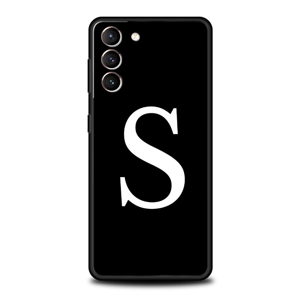Initial Letter A Z Phone Case For Samsung Galaxy S26 Ultra S25 Plus S24 FE S23 S22 5G S21 S20 Cover Black Soft