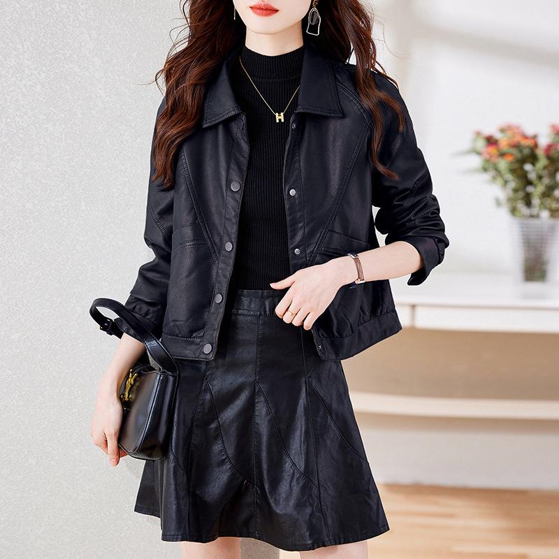 

Hua Ge Di Qing Весенняя новая женская куртка из овечьей кожи, короткая мотоциклетная куртка из натуральной кожи, женская куртка 2XL