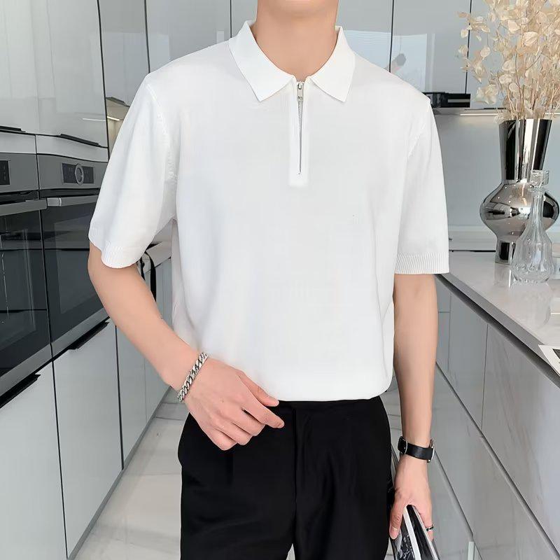 Men's Summer Casual Polo Shirt - Solid Color, Lightweight, Loose Fit, Lapel, Short Sleeves