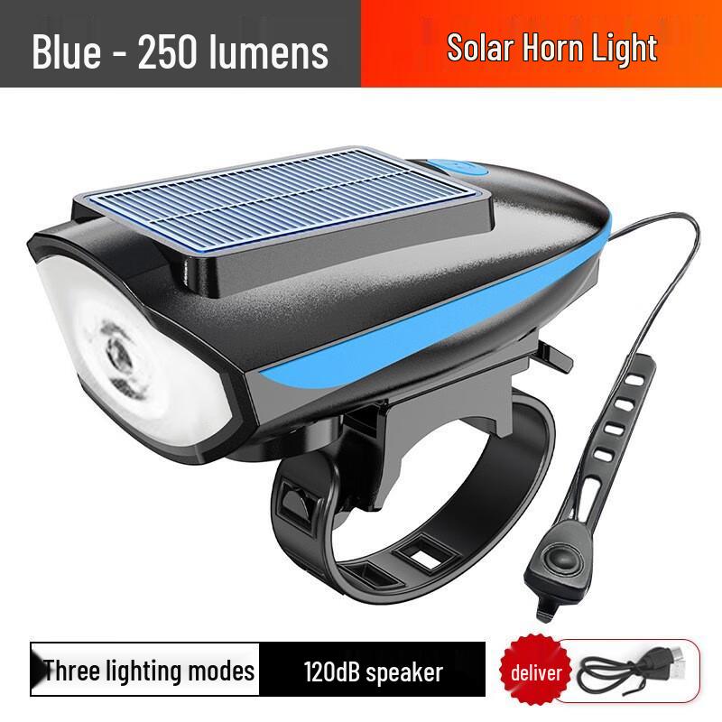 Solar Bicycle Headlight with Horn and Bell